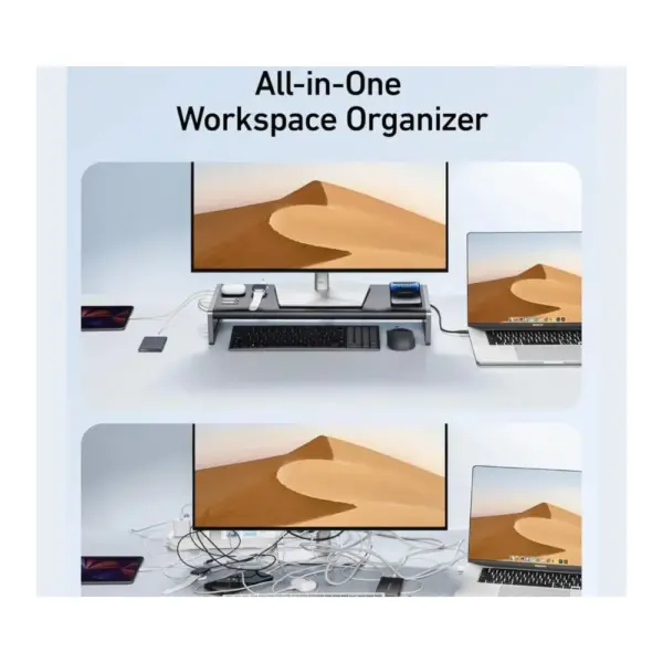 Anker 675 USB-C Monitor Stand Dock (12-in-1 with Wireless Charging) all in 1 desktop Organiser at Nextechstore.lk