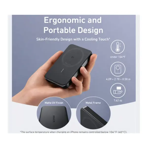 Anker MagGo Power Bank (10K, Slim) Black Ergonomic and Slim at Nextechstore.lk