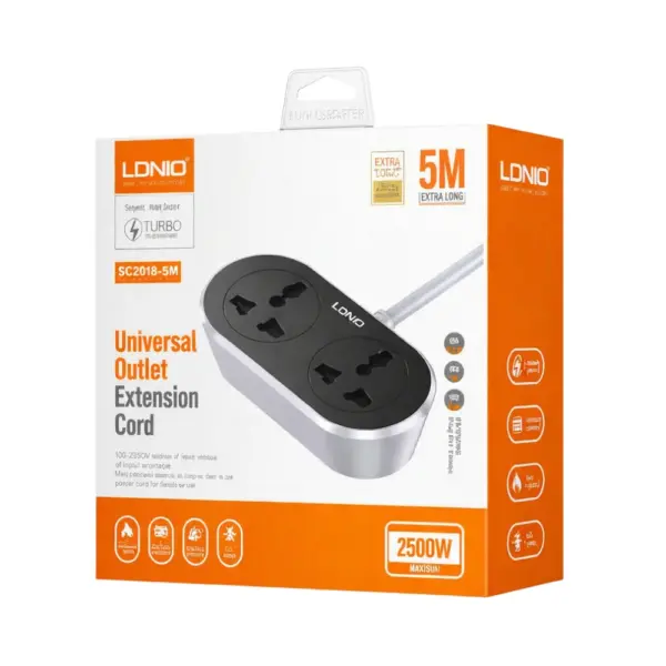LDNIO SC2018 Universal 2 AC Outlet Extension Cord Box at Nextechstore.lk