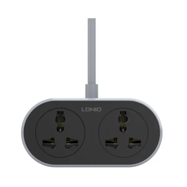 LDNIO SC2018 Universal 2 AC Outlet Extension Cord Front View At Nextechstore.lk