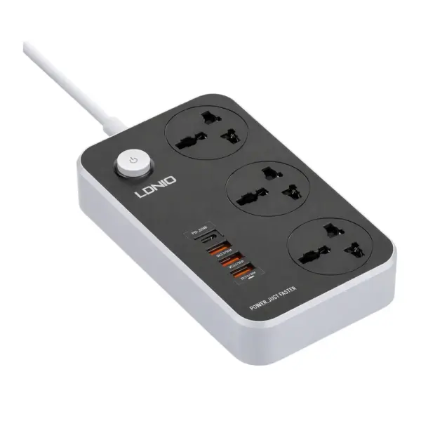 LDNIO SC3412 38W PD20W Power Strip 3 Socket Outlets and 3 QC 3.0 USB At Nextechstore.lk