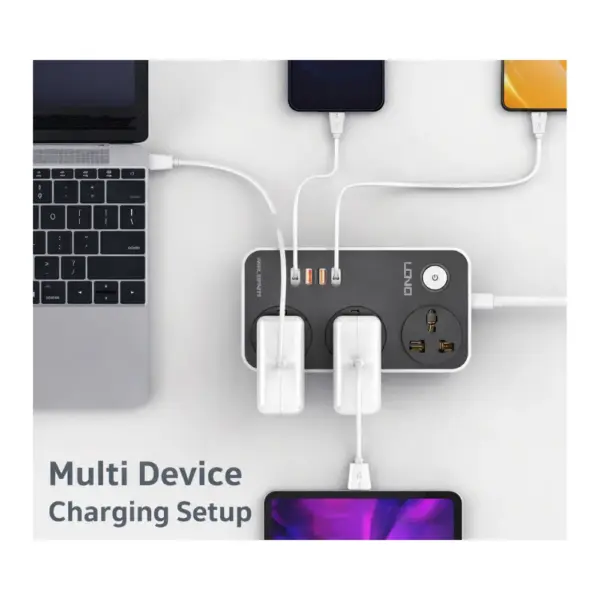 LDNIO SC3412 38W PD20W Power Strip 3 Socket Outlets and 3 QC 3.0 USB Charge Multiple Device At Nextechstore.lk