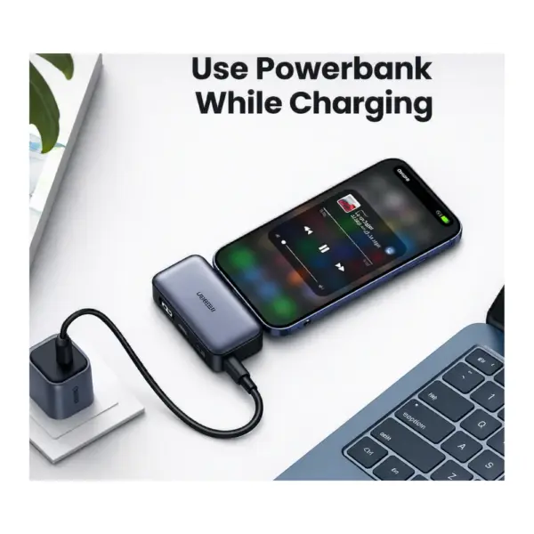 UGREEN 5000mAh 20W Power Bank with Built-in USB-C Connector Use Powerbank While Its Charging at Nextechstore.lk