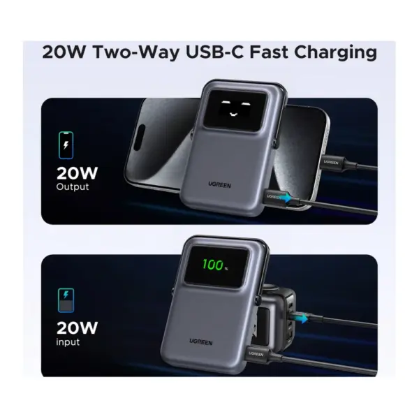 Ugreen UNO 20W 10000mAh Magnetic Wireless Powerbank Input and Output 20W At Nextechstore.lk