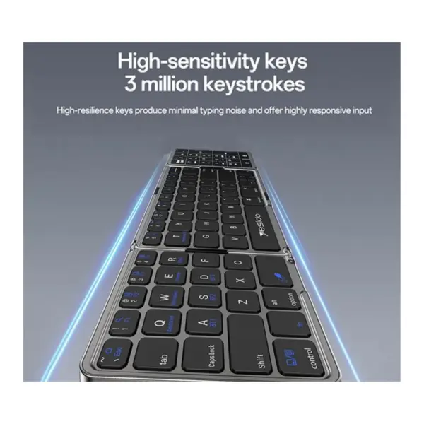 Yesido Kb49 Tri-Fold Wireless Bluetooth Keyboard with Touchpad & Numeric Keypad High sensitive keys at Nextechstore.lk