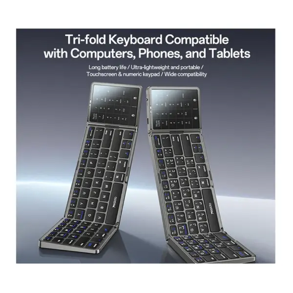 Yesido Kb49 Tri-Fold Wireless Bluetooth Keyboard with Touchpad & Numeric Keypad for Phone, Tablet & PC at Nextechstore.lk