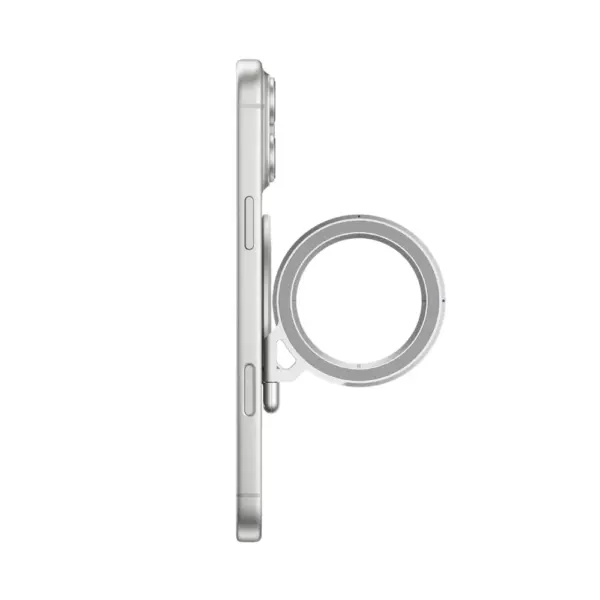 AULUMU G09 Infinite 360° Magnetic Stand With 3-Axis Rotation White on phone Horizontal position Side View white background