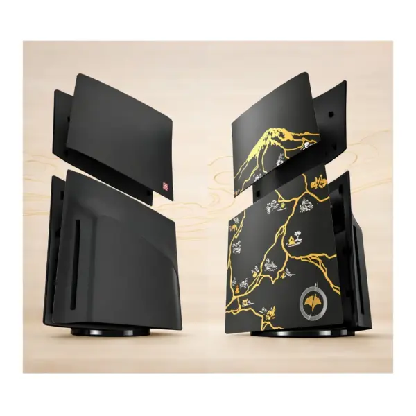 Ghost of Yotei PS5 Pro Faceplate – Disc Edition Black and Gold Both Sides