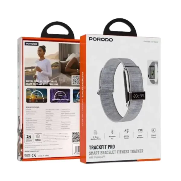Porodo Trackfit Pro Smart Bracelet Fitness Tracker with Display Grey with Box at Nextechstore.lk